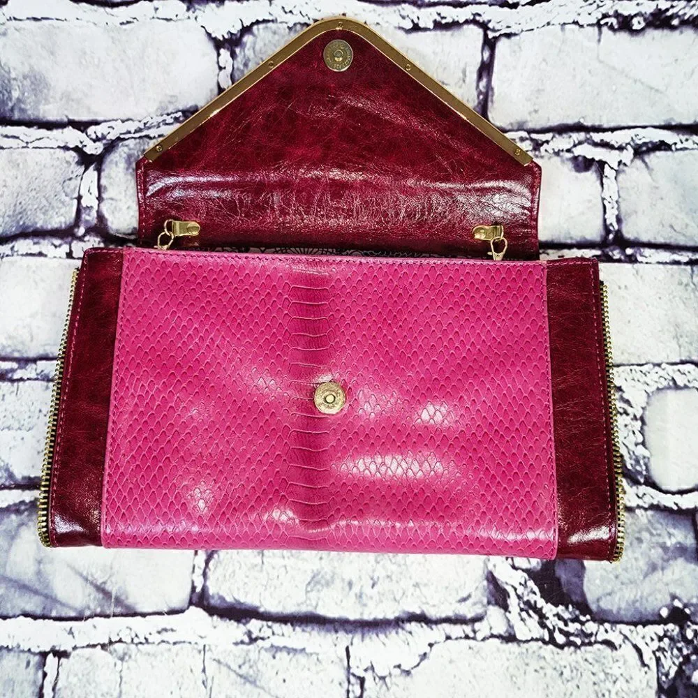 Urban Expressions snakeskin pink purple clutch shoulder bag
